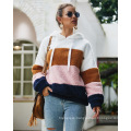 Original design autumn/winter 2019 Patchwork wool hoodie tops casual plus size loose women sweater